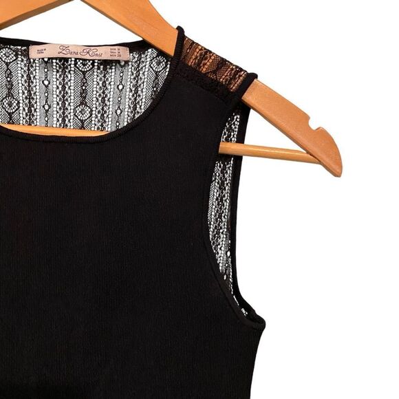 Zara Black Lace Back Knit Sleeveless Body Suit Tank Top in Size Medium - Picture 6 of 8